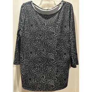 Talbots Long Sleeve Top Size L Black & White
